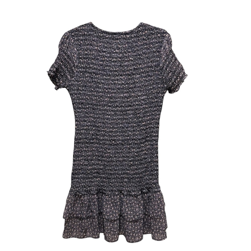 Storia Smocked Ruffle Floral Mini Dress Blue Pink Women’s Size Medium - Picture 7 of 9